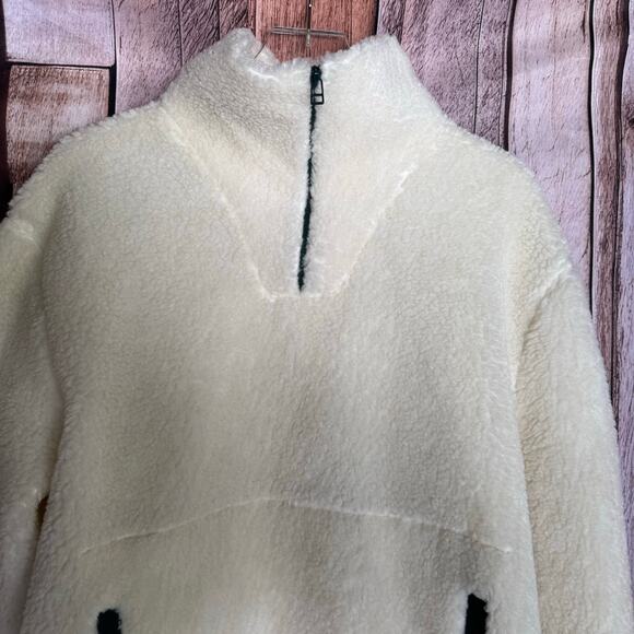 Octobre Editions Callan Fleece Jacket Pullover Ecru/Green XL Fall Winter Classic - Picture 3 of 9